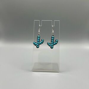 Cactus Shaped Turquoise Earrings - Handmade E0122C